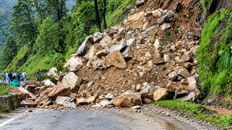 बागेश्वर-गरुड़ मार्ग पर रवाईखाल में पहाड़ दरका, एंबुलेंस सहित सैकड़ों वाहन जाम में फंसे