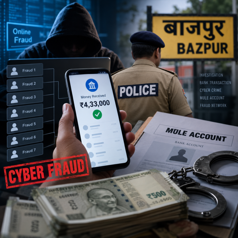 बाजपुर में 4.33 लाख की साइबर ठगी: म्यूल खातों के जरिए रकम ठिकाने लगाने का मामला, खाताधारक दलजीत सिंह पर मुकदमा